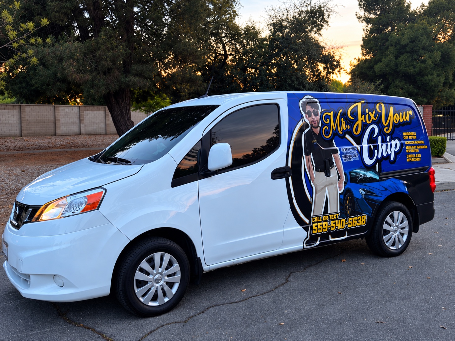 Mr. Fix Your Chip branded mobile auto glass service van