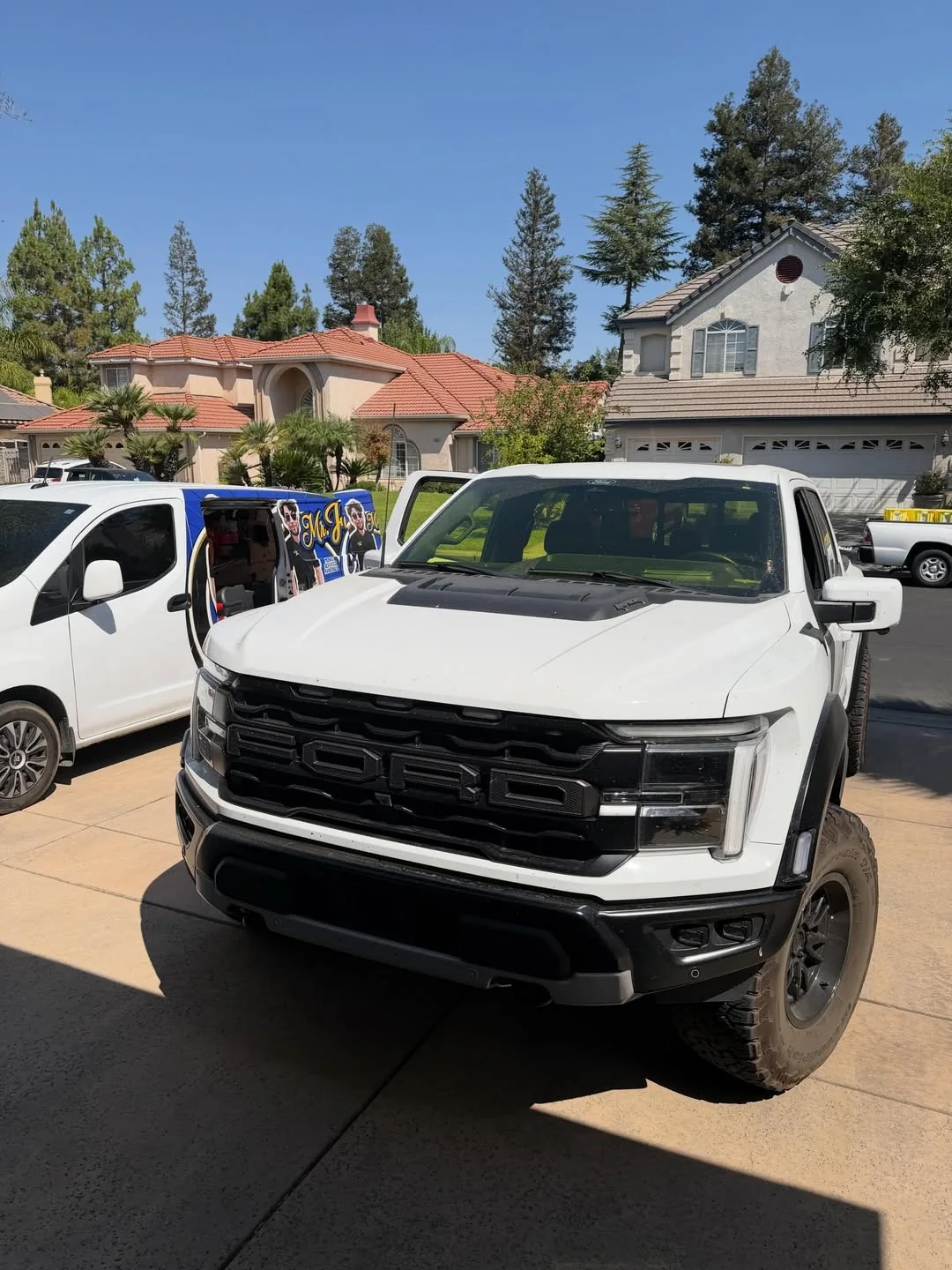 White pickup at a mobile windshield appointment