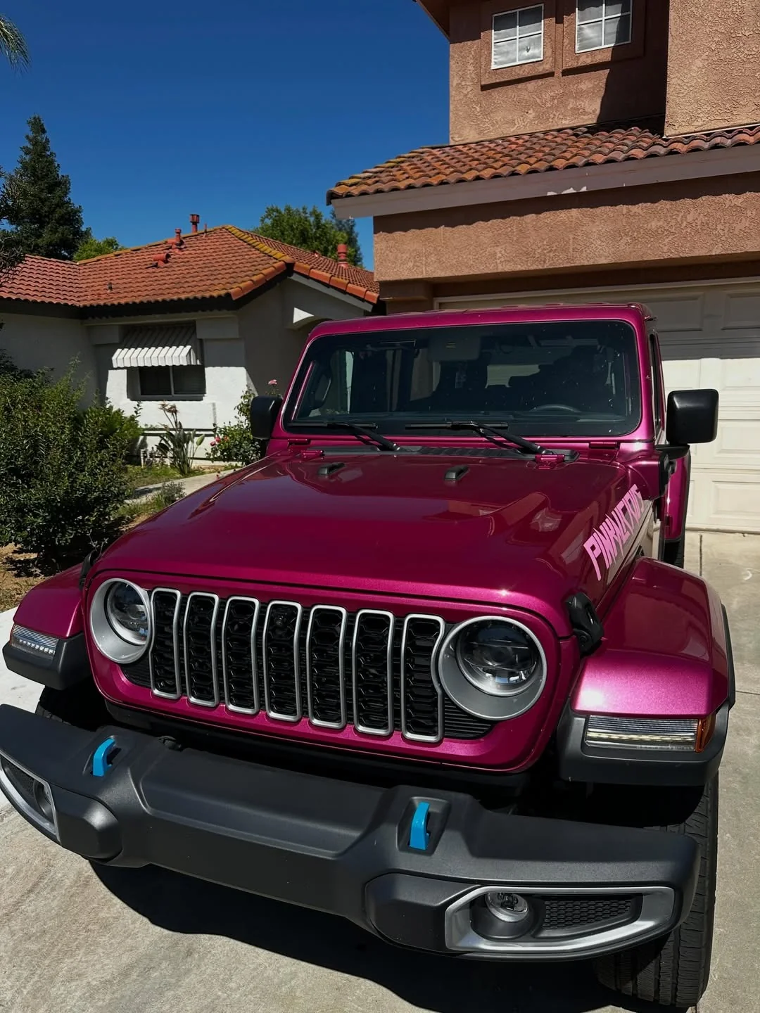 Magenta Jeep after windshield service